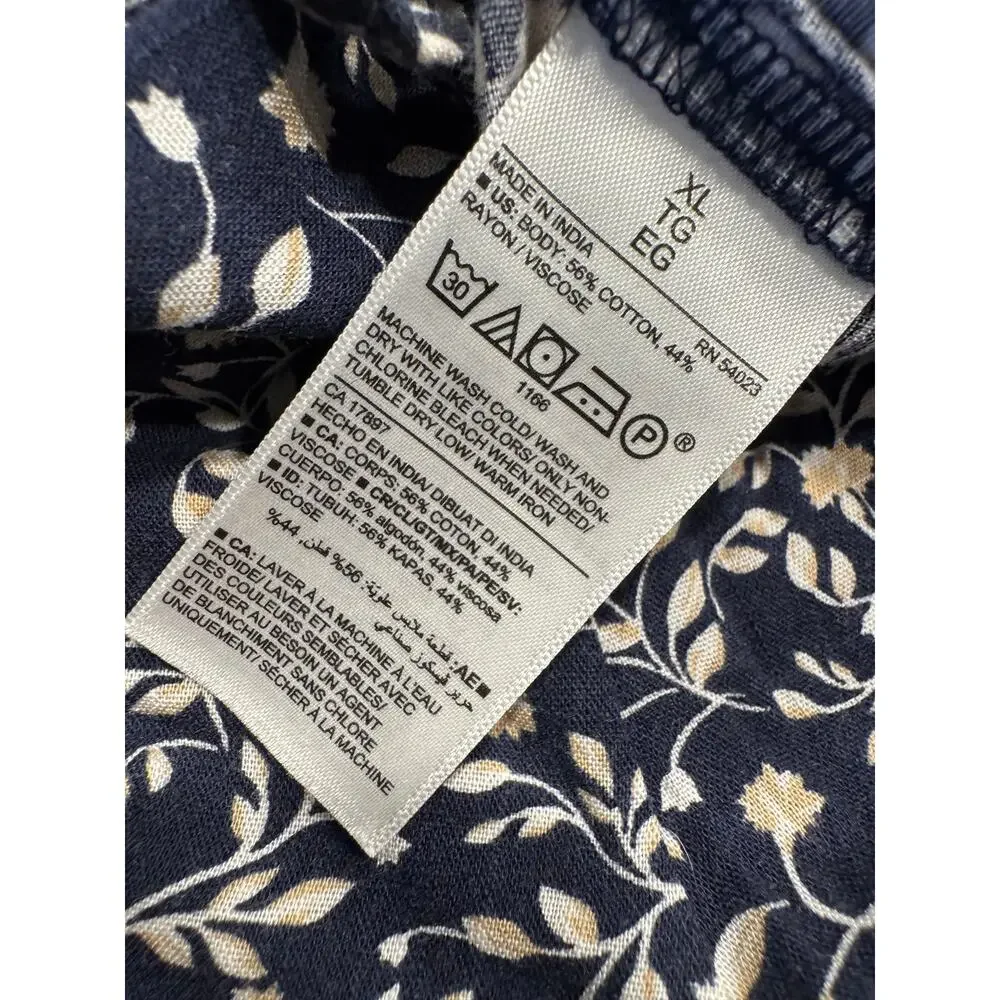 Old Navy Smocked Jersey Cami Jumpsuit XL Blue Ditsy Floral Square Neck Spaghetti - Picture 5 of 12